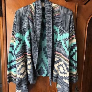 Eyeshadow multi color linen cotton knit cardigan